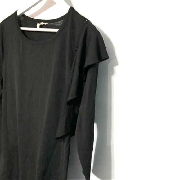 Cato Black Blouse long sleeve ruffled arm - Picture 3 of 8
